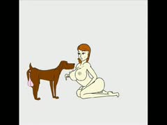 A K9 and an animated beastiality harlot engage in doggystyle sex.